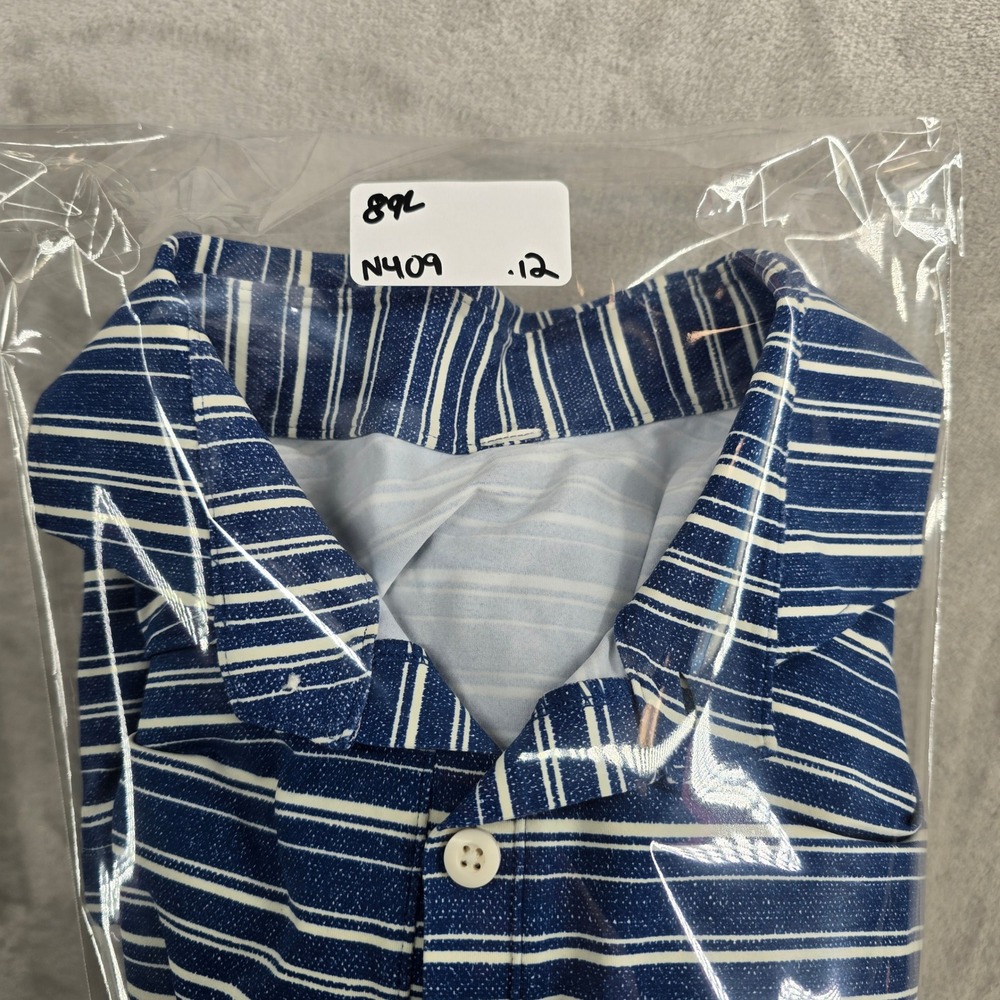 Lululemon Size Medium Golf Polo Shirt Blue White Stripe Performance Short Sleeve - Picture 6 of 6